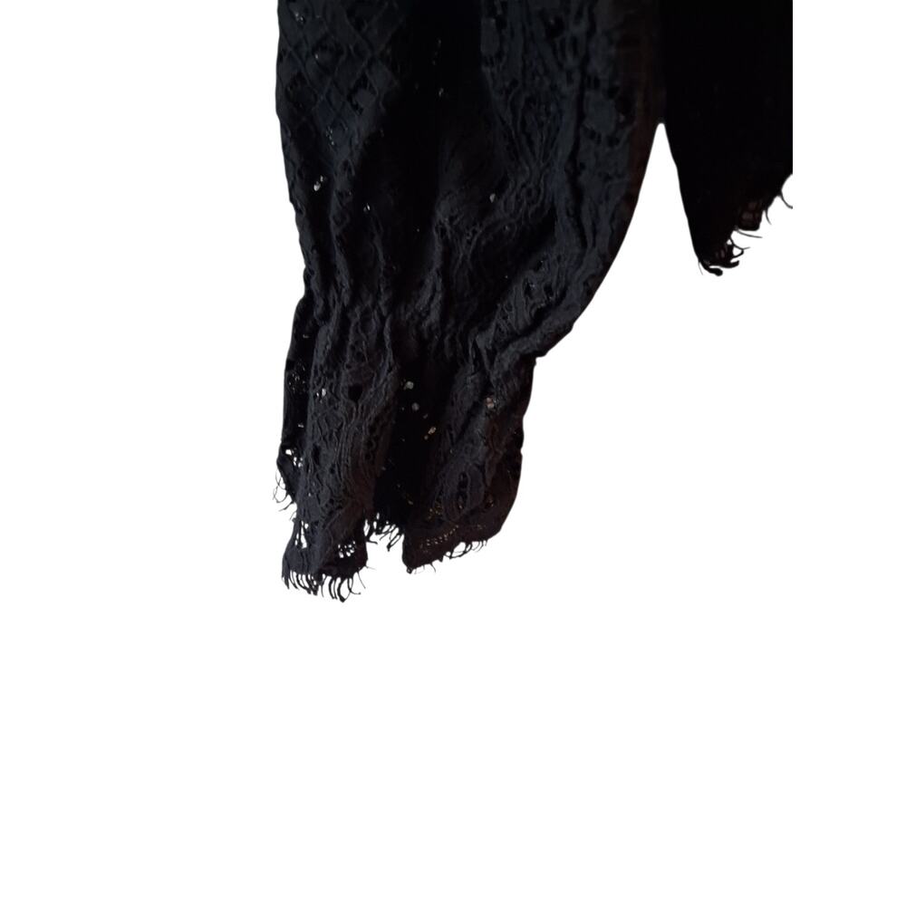 Zara Black Lace Long-Sleeve Crop Top - Picture 4 of 8